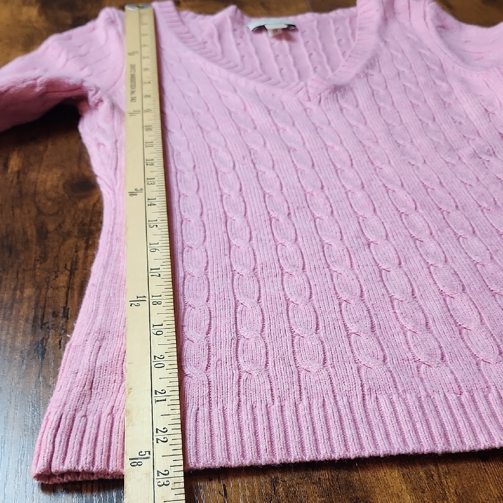 LOFT | 2 Pack Pointelle V-Neck Knit Rabbit Hair Sweaters Pink Blue Bundle | S - Picture 9 of 11